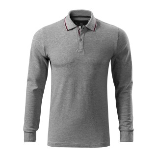 Polokošile Constrast Stripe LS, pánská, tmavě šedý melír